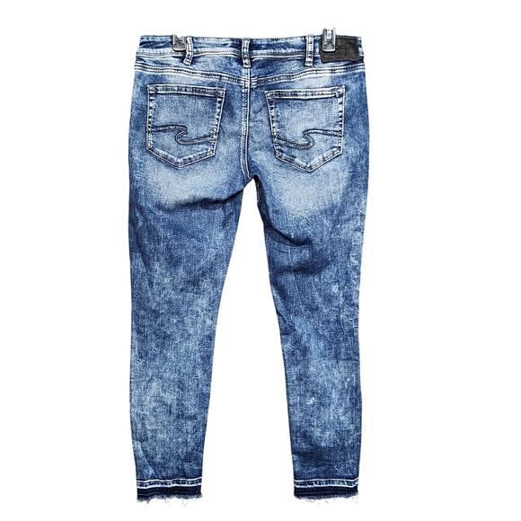 Silver Jeans AIKO Mid Ankle Skinny Mid Rise Jeans Raw Hem 30x27 - Picture 2 of 12